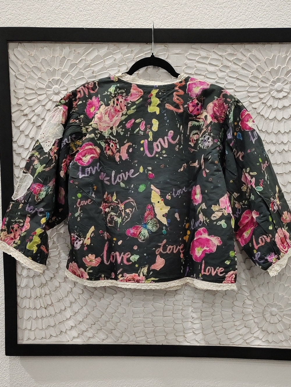 Lightweight Floral Love Patchwork Star Heart Graffiti Jacket - Picture 5 of 9
